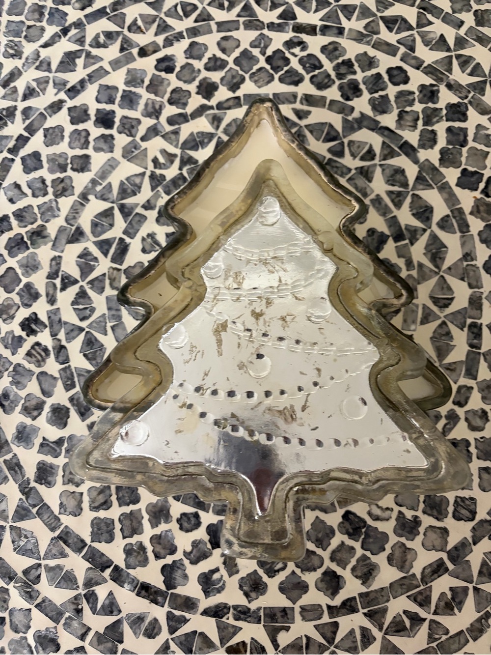 Holiday Tree Glass Tray - Silver Christmas Decor candle